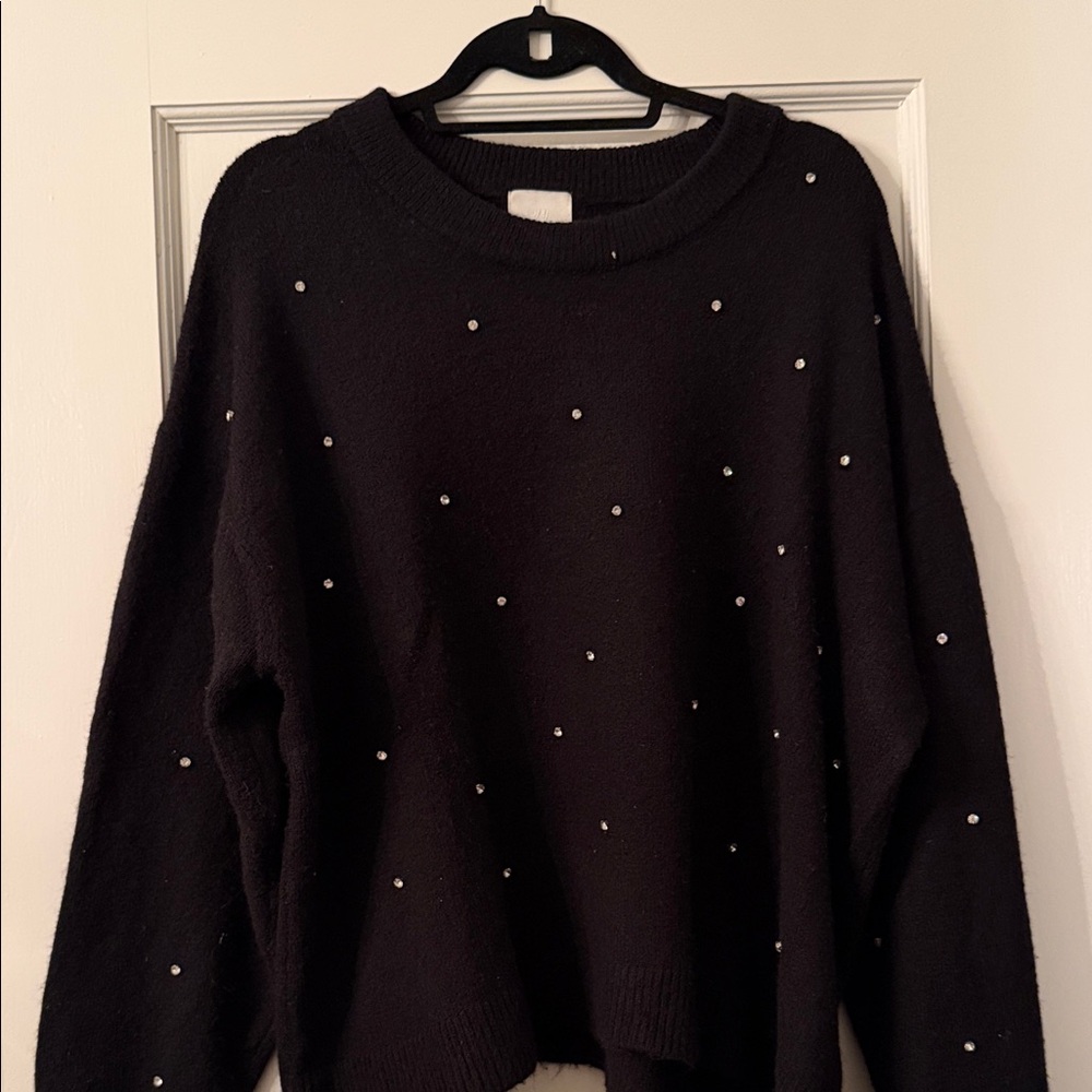 Black Sweater with Rhinestone Accents